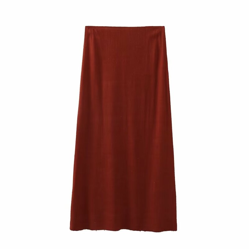 المرأة عالية الخصر ميدي تنورة بروتيل ، نمط الرجعية ، الطوب الأحمر قمة الموضة ، ديف آند دي ، 2 قطعة مجموعة