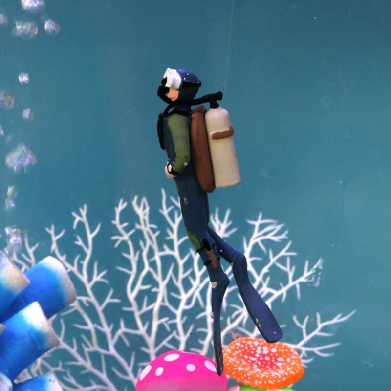 زخارف راتينج لحوض السمك غواص عائم مع كرة شفافة وخط صيد