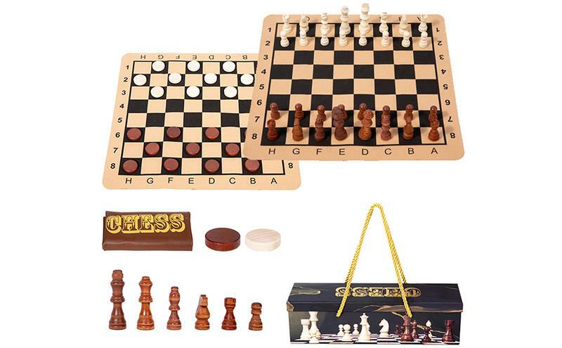مجموعة ألعاب شطرنج خشبية محمولة للأطفال والكبار ، ألعاب تعليمية تفاعلية ، لوحة زينة ، هدايا ، 2 في 1
