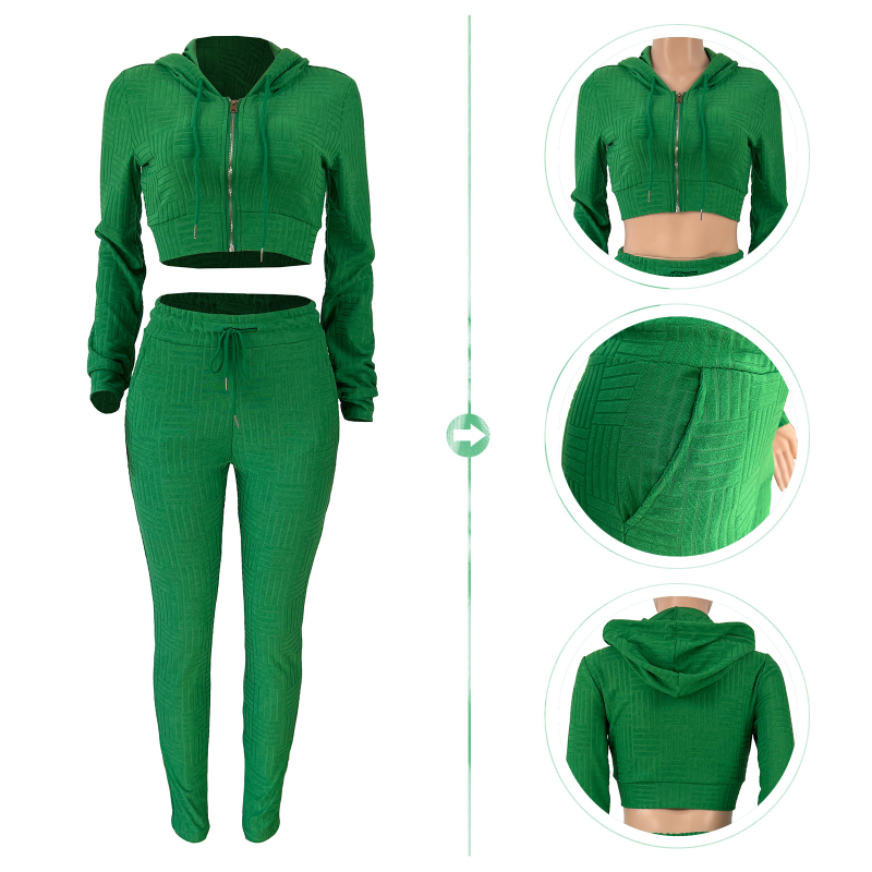 TSTCTB Summer Pink 2 Two Piece Sets Tracksuit Womens Outfits Hooded Zip Up Crop Top and Pants Sets Female Casual Matching Sets