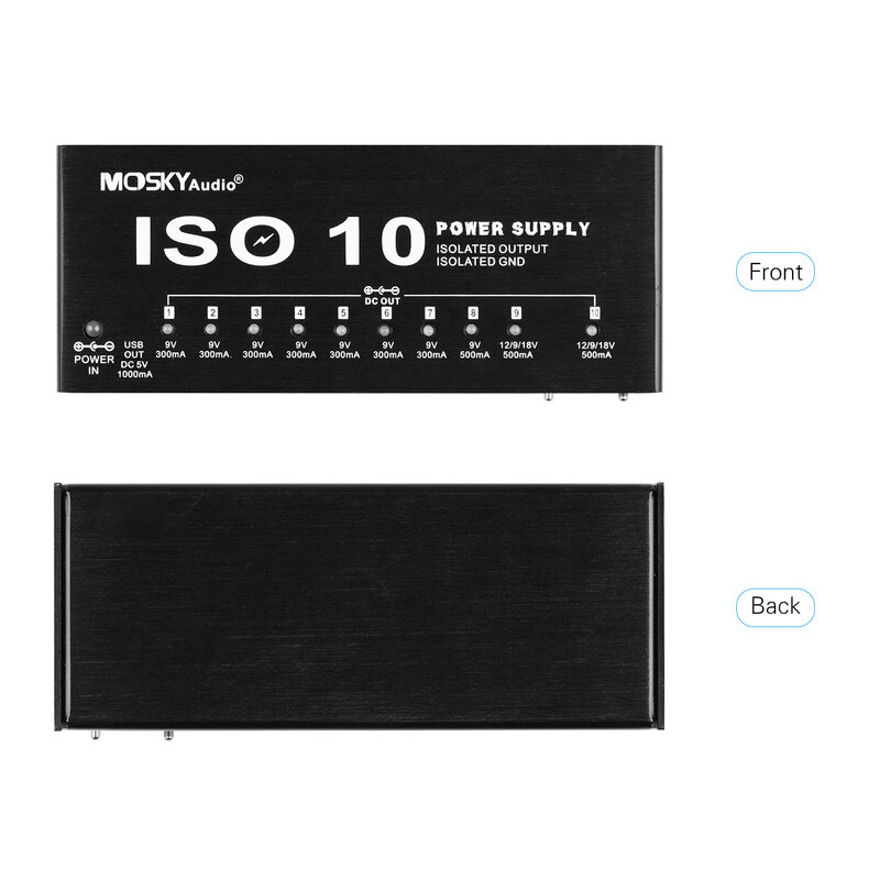 MOSKY ISO-10 تأثير الغيتار السلطة دواسة امدادات الطاقة 10 معزولة تيار مستمر المخرجات/5 فولت USB الناتج عن 9 فولت 12 فولت 18 فولت الغيتار الملحقات