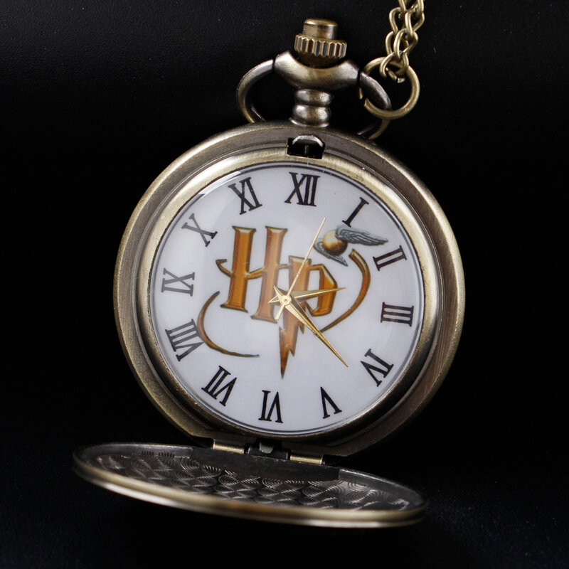 جديد القديمة Steampunk Hp تصميم الرومانية الرقمية كوارتز ساعة الجيب الأسود حالة قلادة قلادة سلسلة ساعة للرجال والنساء هدية