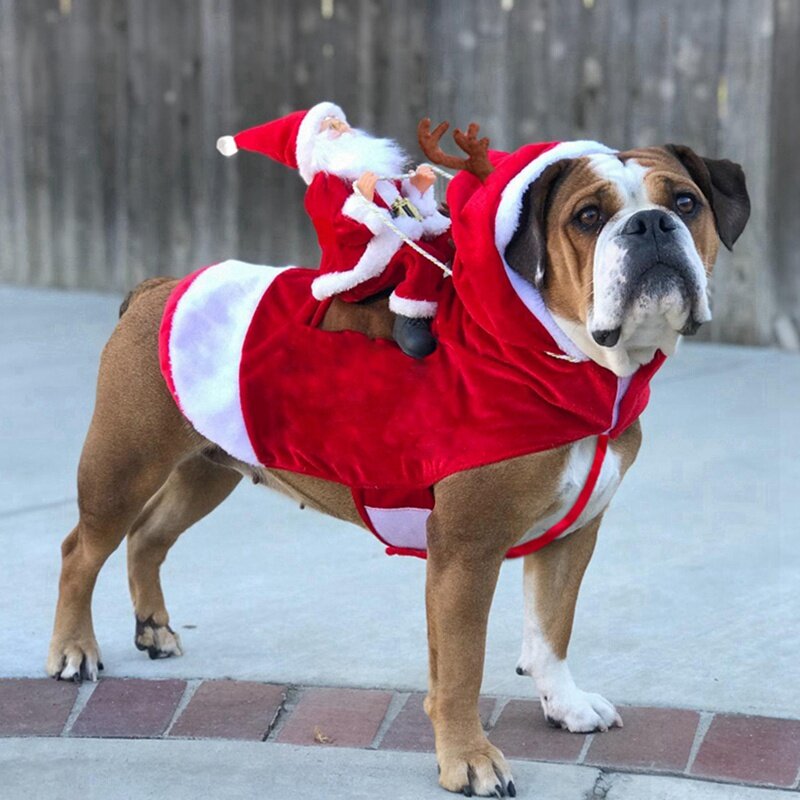 XS-2XL دافئ الكلب الملابس الكلب عيد الميلاد معطف للكلاب الصغيرة المتوسطة الحيوانات الأليفة الملابس مع سانتا كلوز الكلب عيد الميلاد الديكور