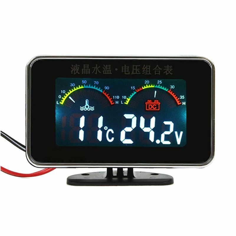 واضح LCD ميزان الحرارة الفولتميتر 12/24 فولت درجة حرارة الماء الجهد مؤشر لوحة لوحة القيادة