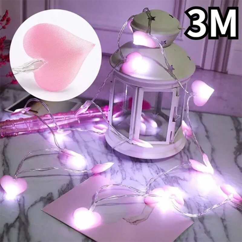 LED شكل قلب سلسلة أضواء داخلي حفلة حديقة عيد الحب ديكور الوردي الأرجواني فتاة سلسلة ضوء عيد الحب الجنية أضواء