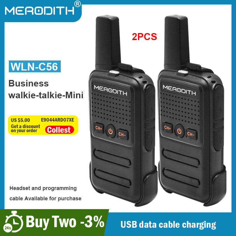 ميروديث C56 جهاز لاسلكي صغير 2 مجموعة من لاسلكي لاسلكي USB C-نوع الهاتف المحمولة راديو 2 المهنية وقوية الصيد