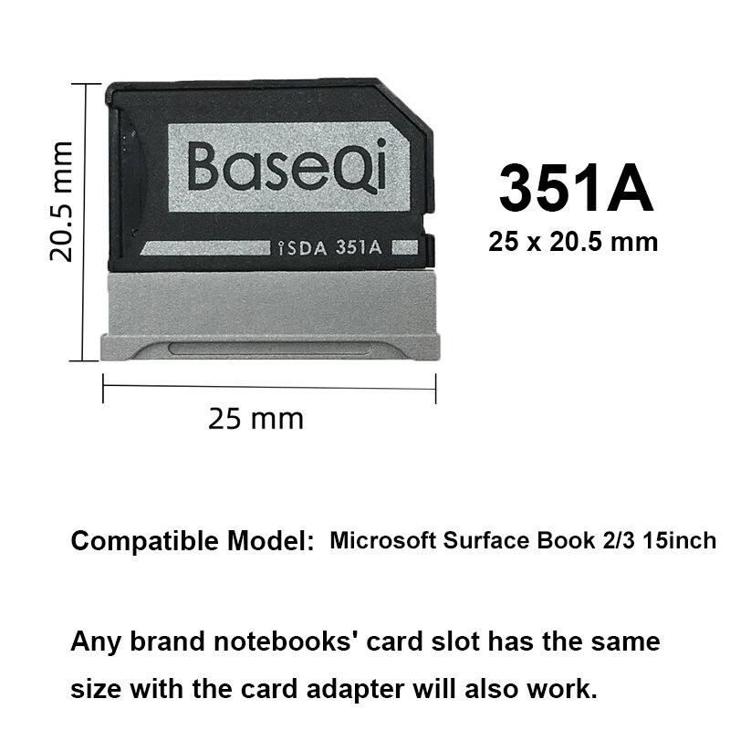 BaseQi لمايكروسوفت السطح Book1/2/3 13.5 بوصة مايكرو SD محول سطح كتاب II/II 15 ''الألومنيوم minid5v 350A
