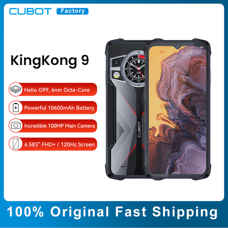 هاتف Cubot KingKong 9 الذكي القوي بشاشة 6.583 بوصة 120 هرتز 100 ميجابكسل + 32 ميجابكسل هاتف محمول ببطارية 10600 مللي أمبير/ساعة 24 جيجابايت + 256 جيجابايت NFC هاتف خلوي