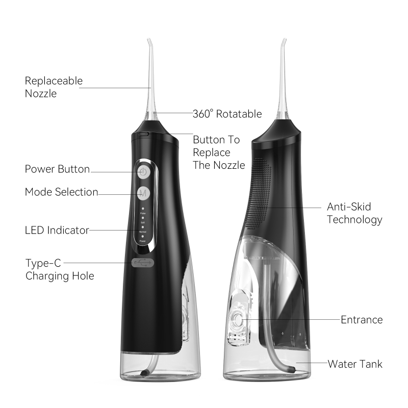 310 مللي عن طريق الفم الري USB قابلة للشحن جهاز تنظيف الأسنان بالماء المحمولة نفاثة مياه للأسنان IPX7 مقاوم للماء خزان المياه نظافة الأسنان + 4 Jet