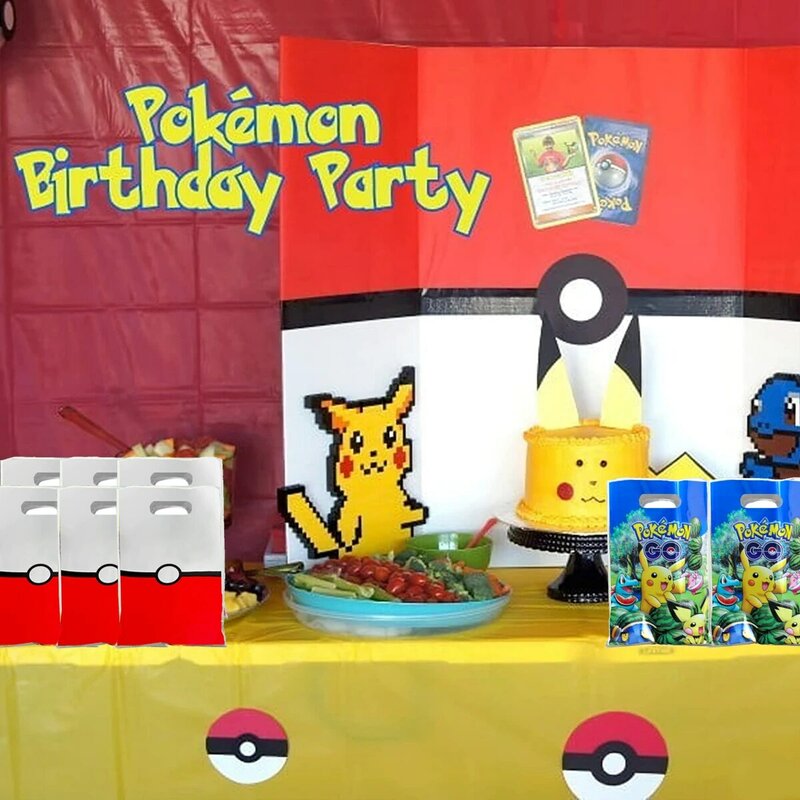 Pokémon Pokeball هدية حقيبة ، كيس المسروقات ، بيكاتشو ، لوازم حفلة عيد ميلاد ، زينة ، ألعاب أطفال ، هدايا الحفلات ، الأولاد ، 16.5x25 سنتيمتر ، 20 قطعة