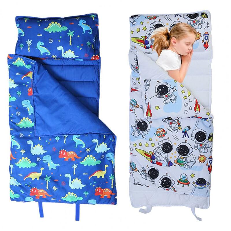 الكرتون طباعة تصميم كيس النوم للأطفال ، لينة قابل للغسل طفل قيلولة الحصير مع وسادة قابلة للإزالة ، أكياس النوم في الهواء الطلق