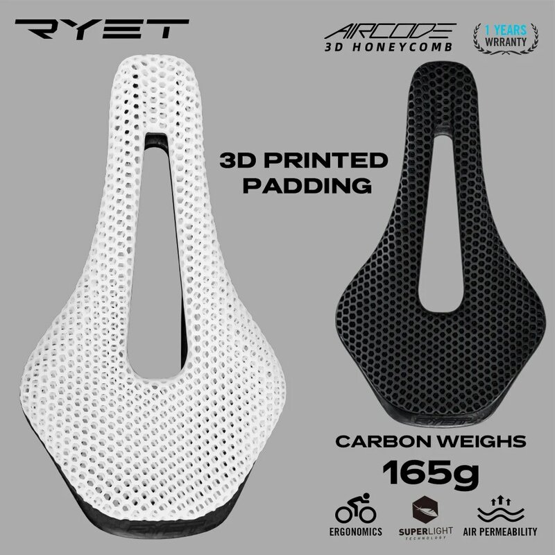 RYET-خفيفة من ألياف الكربون دراجة السرج ، ثلاثية الأبعاد المطبوعة ، جوفاء ، مريحة ، تنفس ، متب ، الحصى ، الطريق ، دراجة ، الدراجات ، أجزاء الجلوس