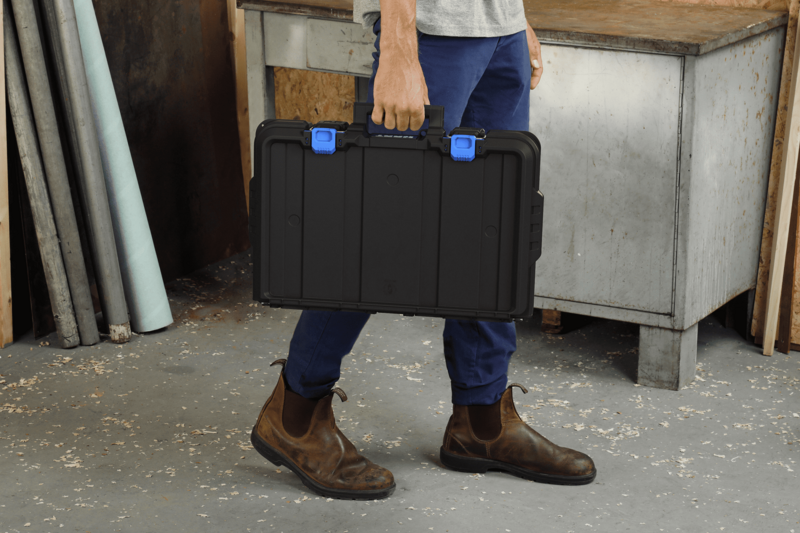صندوق أدوات مع منظم وفواصل زرقاء صغيرة ، نظام تخزين وحدات هارت ، يناسب صندوق الأدوات