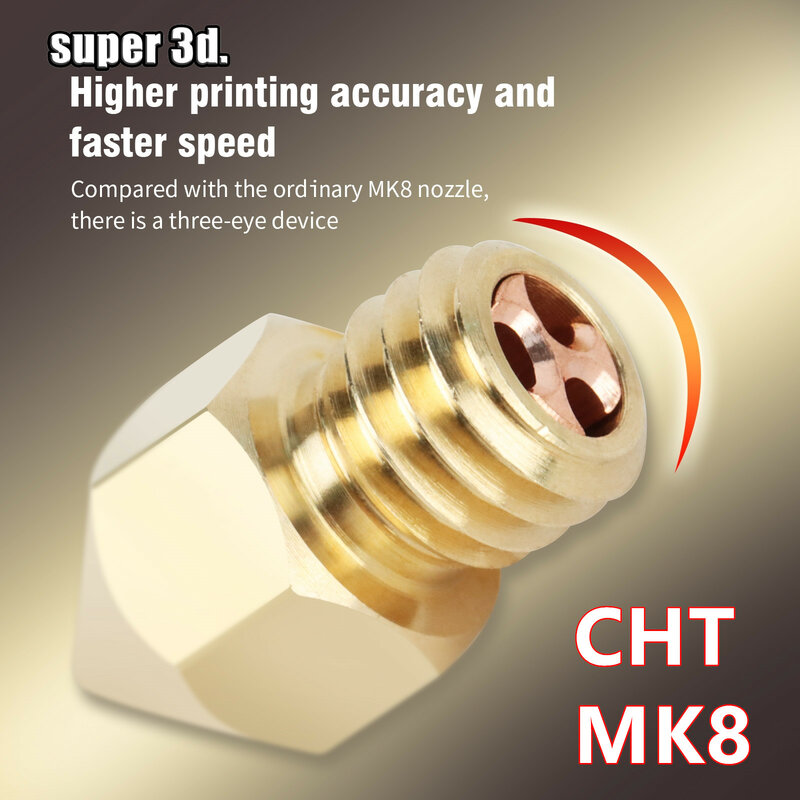 1/2/3/4 قطعة CHT MK8 فوهة النحاس عالية تدفق 0.2/0.3/0.4/0.5/0.6/0.8/1.0 مللي متر ثلاثية الأبعاد أجزاء الطابعة MK فوهات لندر 3 CR10 KP3S برو