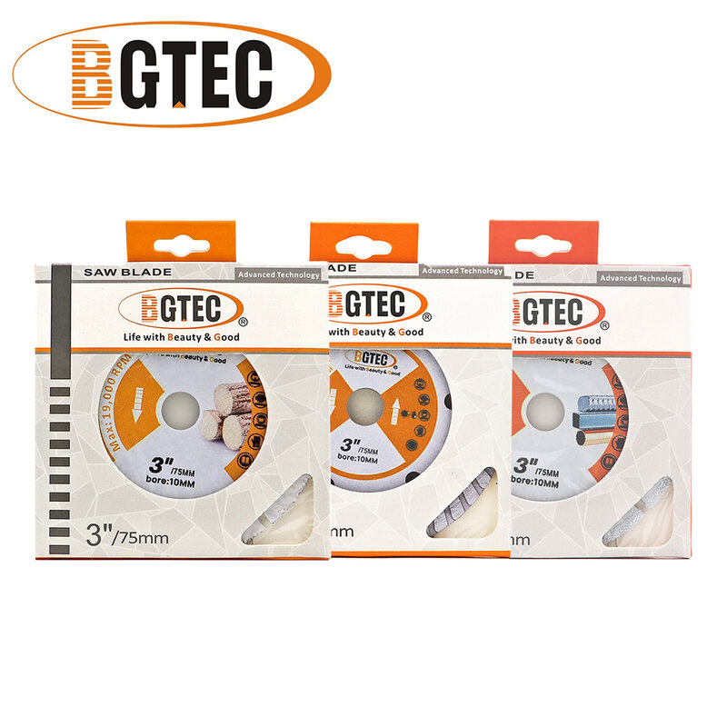 BGTEC-أداة صغيرة لطاحونة الزوايا ، قطع القرص ، الخشب ، الصلب ، الخرسانة ، الجرانيت ، الزجاج ، البلاط ، قطع لوحة ، الماس شفرة المنشار ، 3 "، 75 مللي متر