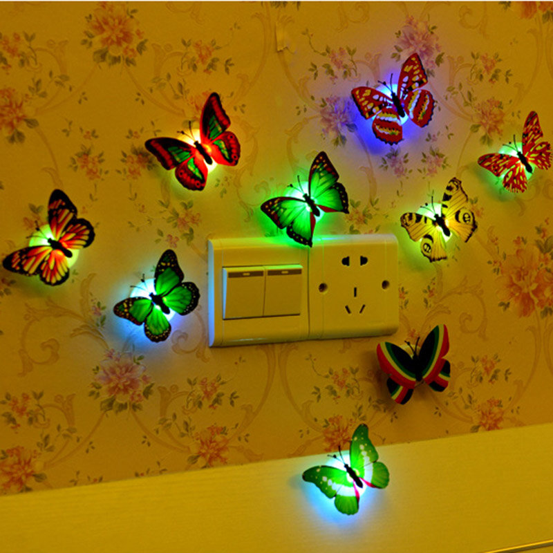 رائجة البيع LED الملونة تغيير فراشة متوهجة صور مطبوعة للحوائط ليلة ضوء مصباح ديكور المنزل لتقوم بها بنفسك مغناطيس الثلاجة مكتب الطرف عصا