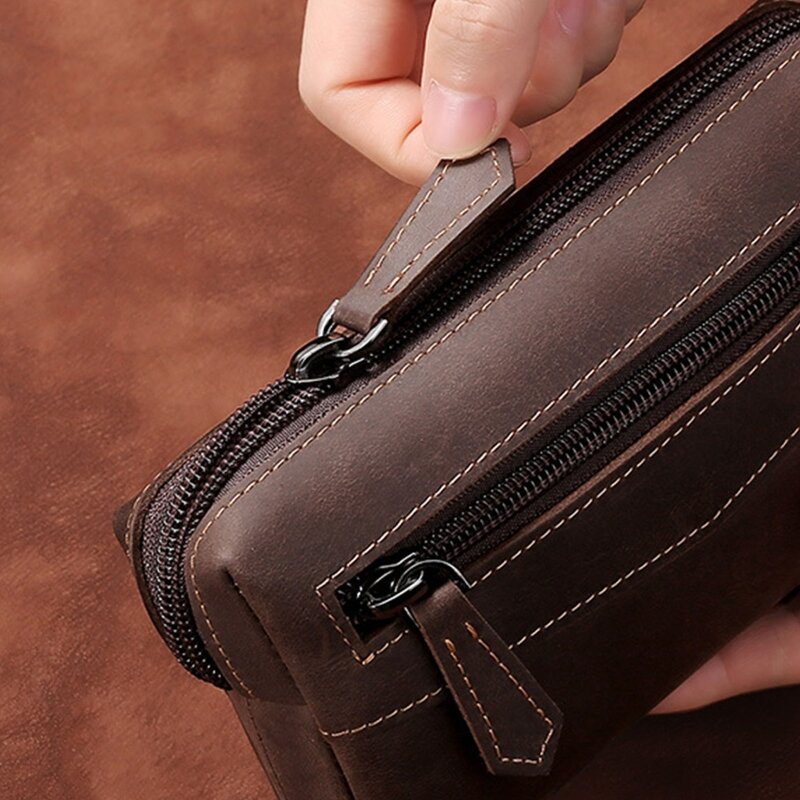 الرجال خمر جلدية الخصر حقيبة الهاتف الحقيبة الرياضة حزام الورك حزام حلقة الحافظة المحفظة لحقيبة محفظة E74B