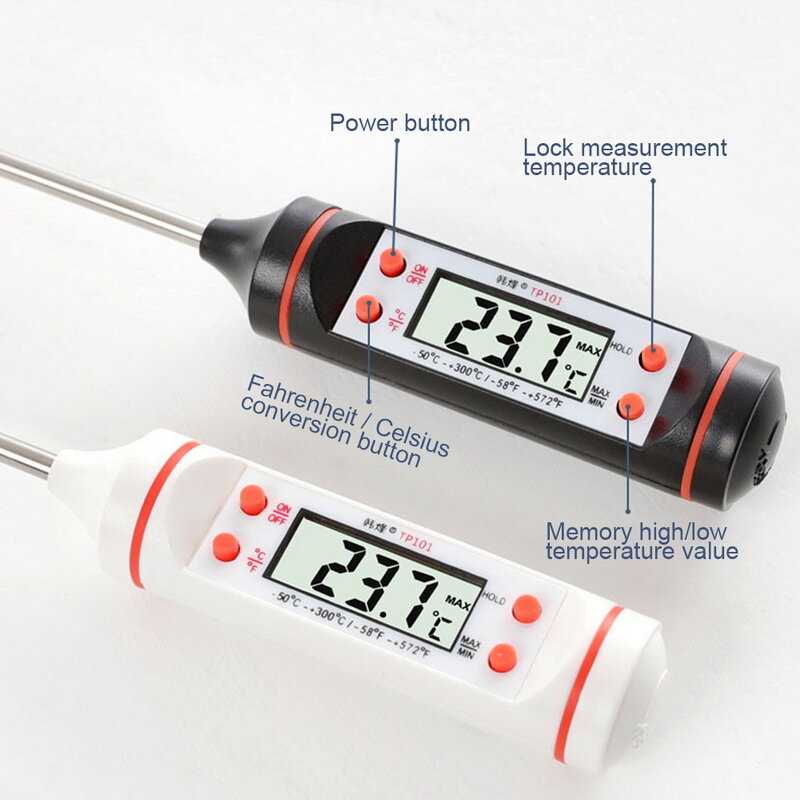 ميزان حرارة رقمي للطعام لأغراض الطبخ والشواء فرن إلكتروني لقياس حرارة اللحوم وحليب الماء أدوات قياس الحرارة