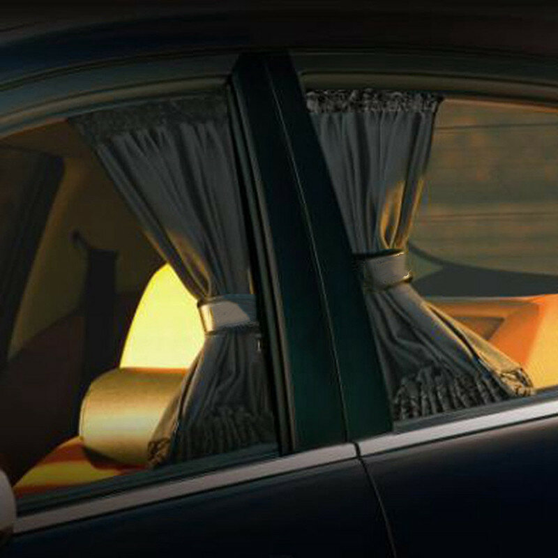 2 قطعة العالمي سيارة الشمس الظل الجانب نافذة الستار السيارات طوي Uv حماية الأسود النقي القماش الشمس قناع الستائر غطاء سيارة التصميم