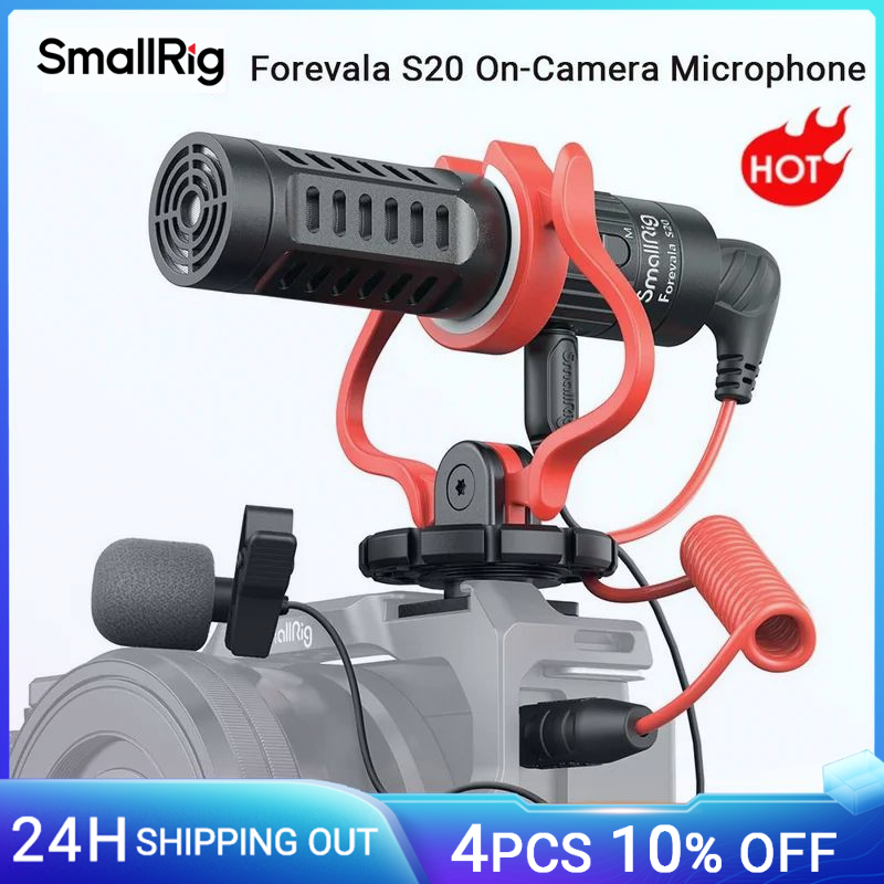 كاميرا صغيرة S20 للفيديو بميكروفون مع شوك ماونت ديدكات مزدوجة القناة لكاميرات كانون DSLR للهواتف الذكية الآيفون