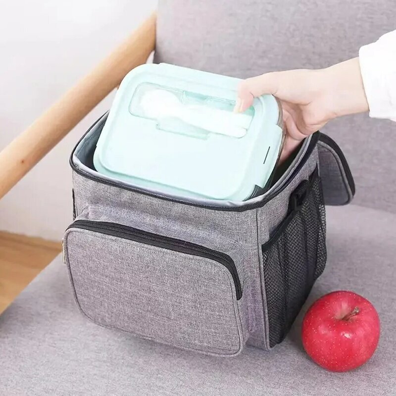 حقيبة يد محمولة بسعة كبيرة لتخزين الطعام بكتف مائل ، حقيبة غداء عازلة ، سلسلة أسنان ، نمط طباعة ، جديدة