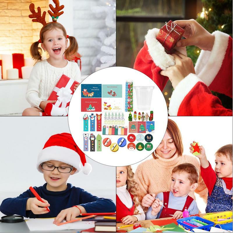 مجموعة محايات قلم رصاص عيد الميلاد للأطفال ، مجموعة أدوات مكتبية للطلاب ، قرطاسية جو احتفالي