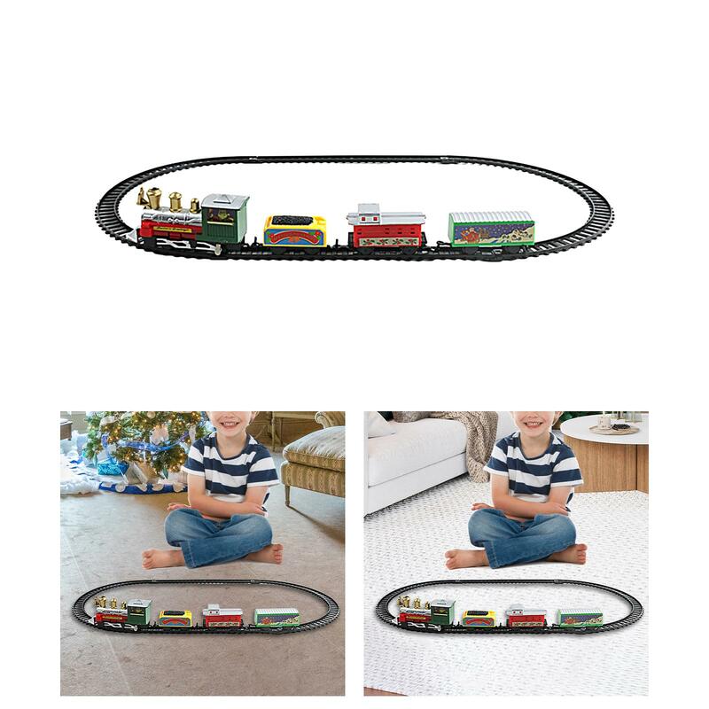 عيد الميلاد لعبة القطار الكهربائي للأطفال ، القطار الكلاسيكي ، سيارة السكك الحديدية ، القطارات الصغيرة ، المسار للأطفال الصغار ، الفتيان والفتيات ، 4-7
