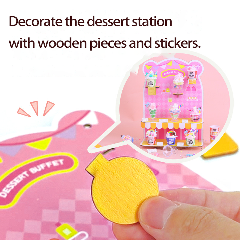 غراء كريم محطة حلوى صغيرة يدوية الصنع للأطفال والفتيات ، لعبة صنع أكواب الآيس كريم ذاتية الصنع