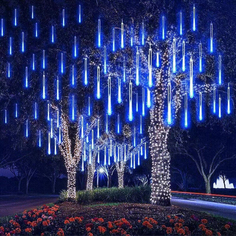 10 أنابيب النيزك دش المطر Led سلسلة أضواء الشارع أكاليل شجرة عيد الميلاد زينة للخارجية السنة الجديدة الجنية حديقة ضوء