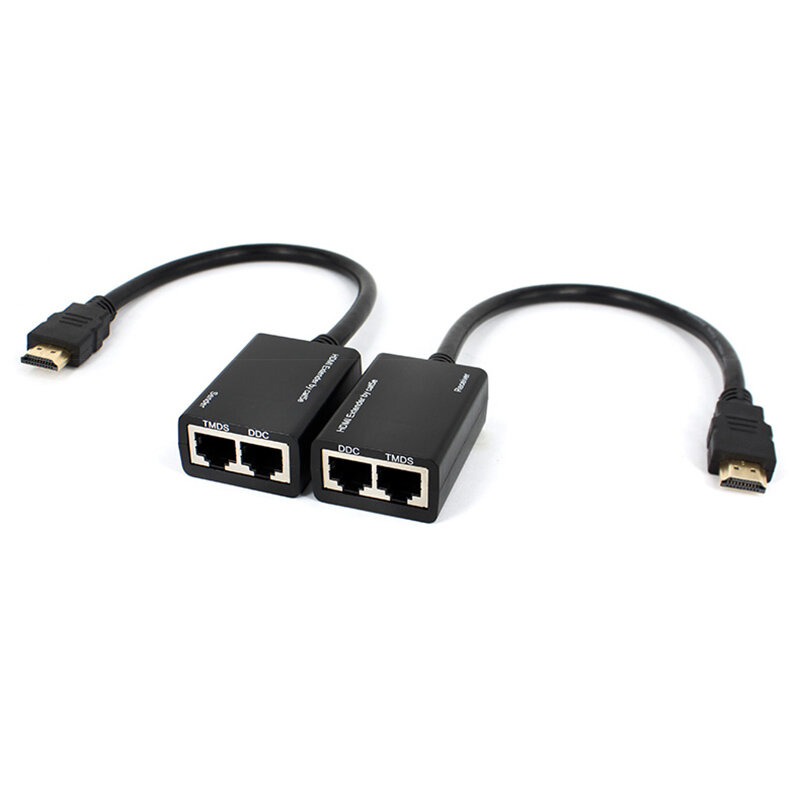 مكرر إيثرنت ثنائي الشبكة متوافق مع HDMI ، مكبر للصوت إلى كابل RJ45 ، 30m ، CAT5e ، CAT6LAN