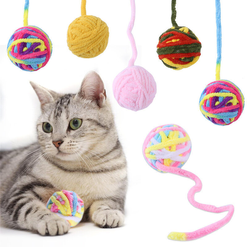 القطط المضحكة أفخم لعبة الصوف الصوف الكرة القطط التسنين الكرة التفاعلية مضغ خشخيشات القط المنتجات التفاعلية للحيوانات الاليفة الهدايا