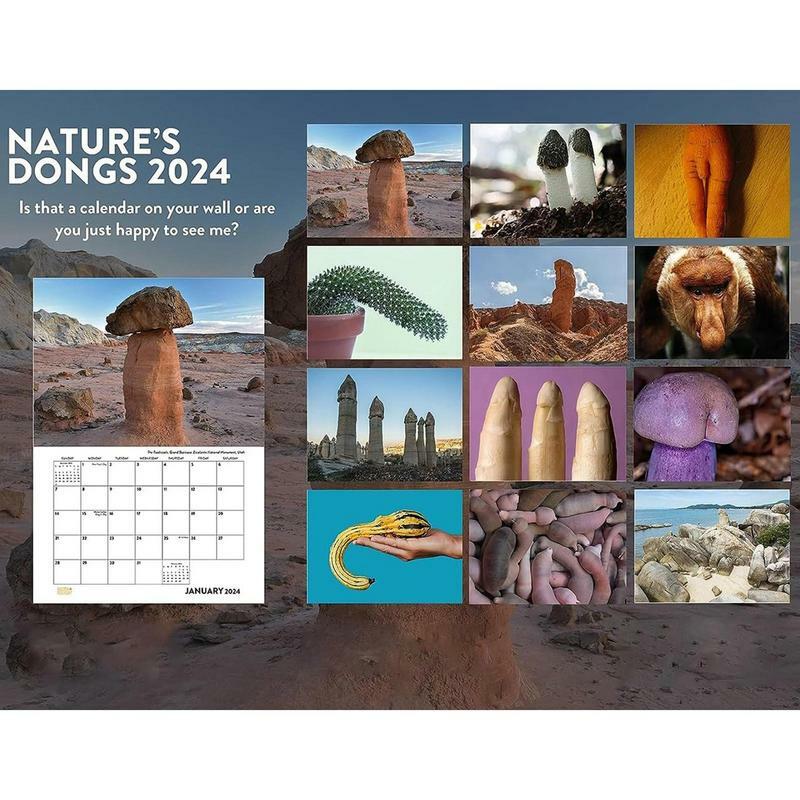 تقويم جداري من Nature's Dicks ، تقويمات مضحكة ، تقويم عائلي ، مخطط جداري ، يهيمون على وجوههم ، 2024