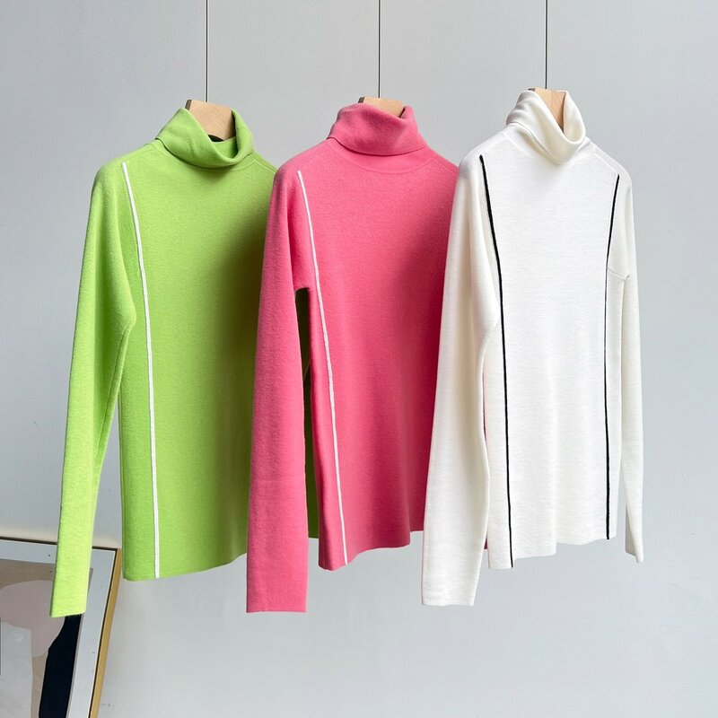 Winter And 2023 New Autumn Women's ClothingLine Turtleneck Comfortable Slim Fit Pure Wool Sweater 1012