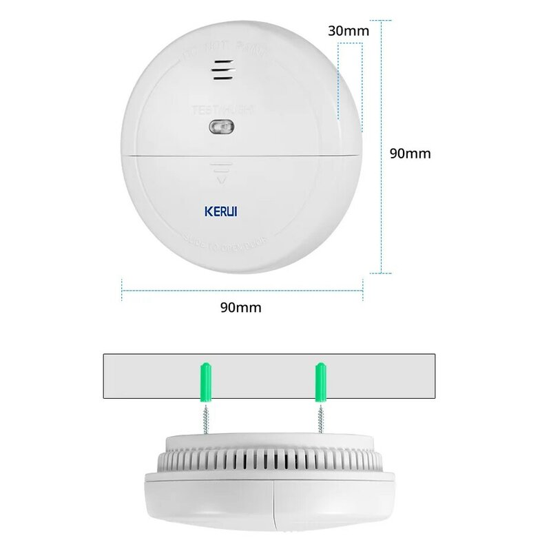 KERUI اللاسلكية 433MHz الدخان للكشف عن الحريق المنزل المطبخ الأمن حساسات الدخان إنذار لنظام إنذار GSM واي فاي تستخدم بشكل مستقل
