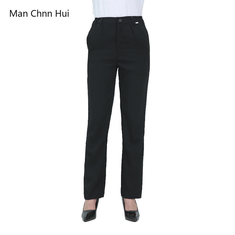 Women Cook Pants Hotel Catering Overalls Pants Restaurant Waitress Wear Black Elastic Trousers Bakery Food Service clothes