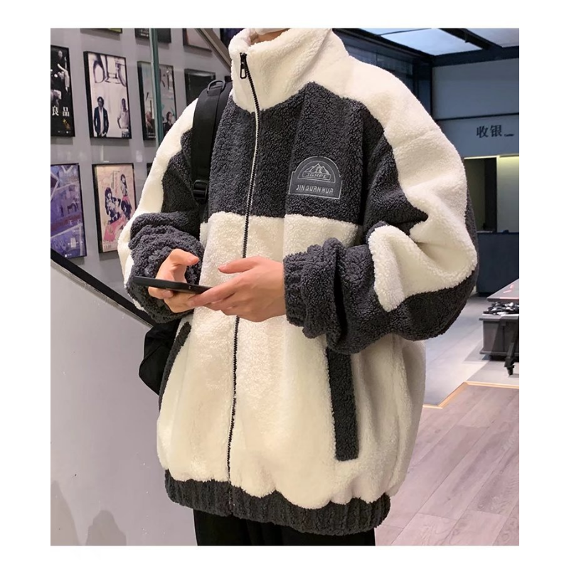 New Korean Version Lamb Down Coat Male Autumn and Winter Cotton Clothes Men's New Student Fashion Trend Cotton Winter Jacket Men