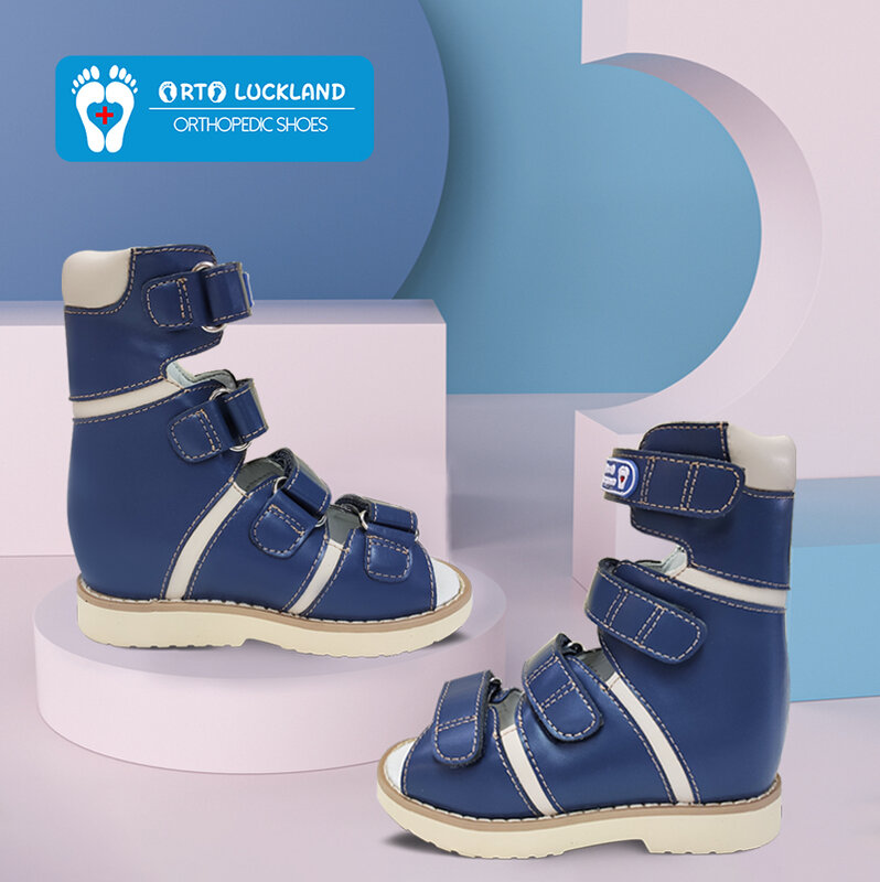 Ortoluckland الأطفال الصنادل الفتيان أحذية تقويم العظام للأطفال أحدث عالية الكاحل طفل رضيع العلاج الجلود نوادي الأحذية