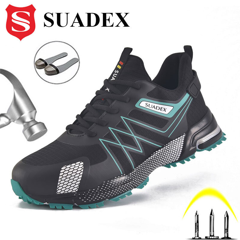 SUADEX حذاء امن للعمل الصلب تو أحذية ثقب برهان أحذية عمل واقية للرجال النساء العمل أحذية رياضية زائد EUR حجم 37-48