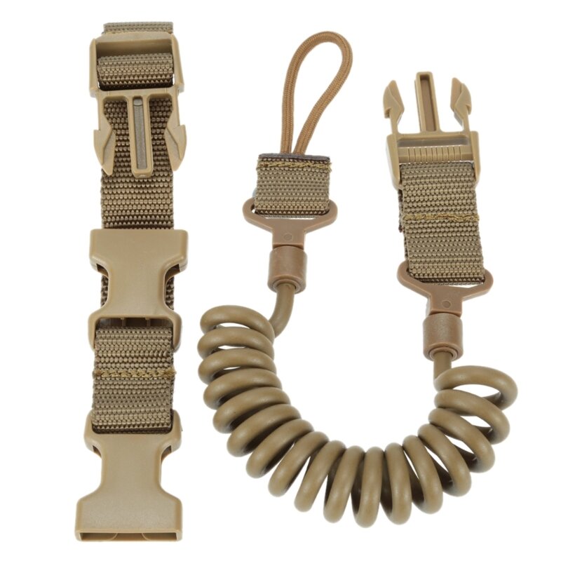 حبل تكتيكي عسكري متعدد الأغراض، حبل زنبركي آمن، حبل سلسلة مفاتيح مرن مقاوم للاهتراء للاستخدام في الهواء الطلق