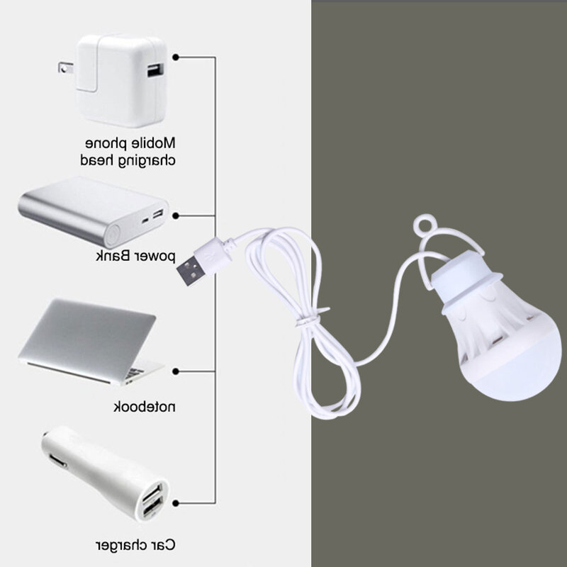 USB التوصيل LED ضوء لمبة ، بنك الطاقة المحمول ، المحمولة ، كتاب ، ضوء الليل ، مقاوم للماء ، ضوء الطوارئ ، كشك السوق الليلي ، 5 فولت