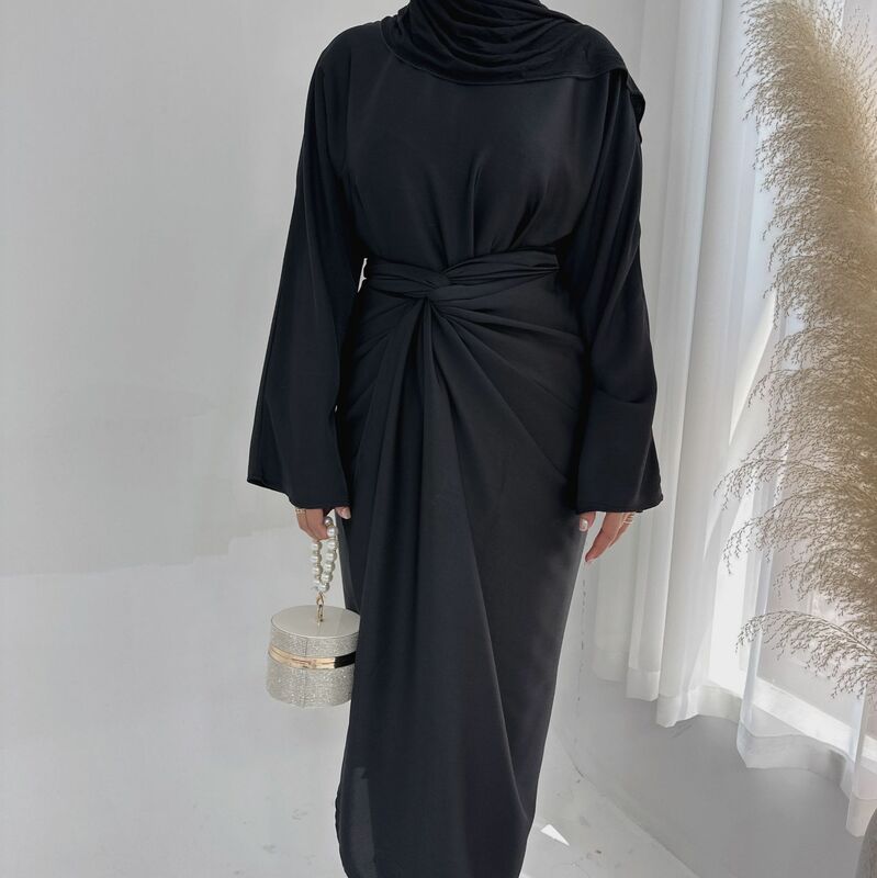فستان عباية مع غطاء أمامي وتنورة للنساء المسلمات ، فساتين طويلة داخلية ، نداء عربي ، تحت عباية ، ملابس إسلامية دبي ، 2 *
