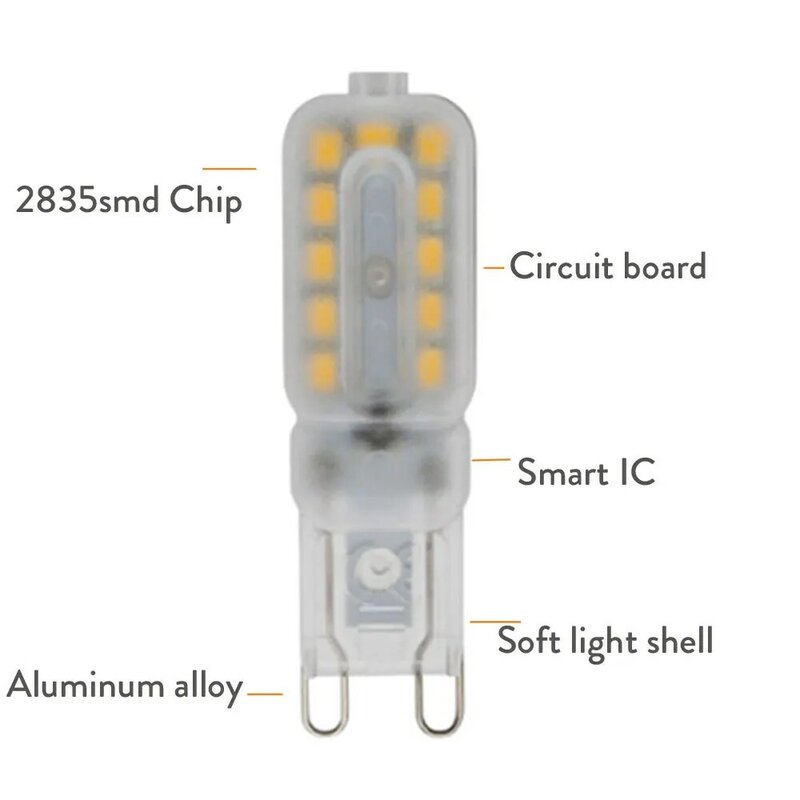 مصباح G9 صغير بإضاءة Led مصباح SMD 2835 بأضواء قابلة للتعتيم لثريا كريستال استبدل 45 وات مصباح هالوجين إضاءة 360 درجة 110 فولت 220 فولت