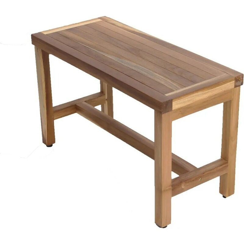 مقعد خشبي من خشب الساج الطبيعي ، مقعد فناء ، مقعد حديقة بدون ذراع للأماكن الخارجية ، بطول 30