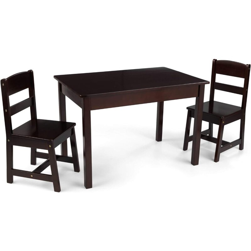 طقم طاولة وكرسي خشبي مستطيل للأطفال ، مناسب للاستخدام المنزلي والفصول الدراسية ، مقعدان
