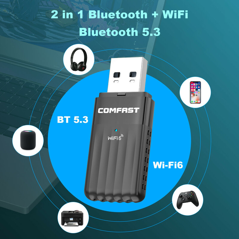 واي فاي 6 محول واي فاي dax900 ، G و 5GHz ، 5.3 Mbps ، btps ، بلوتوث واي فاي بدون محرك ، WPA3 ، WPA3