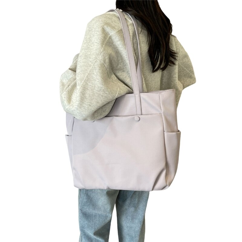حقائب الكتف حقيبة كتب سعة كبيرة حقيبة للنساء فتاة الموضة الصلبة اللون حقيبة يد حقيبة تسوق Splashproof