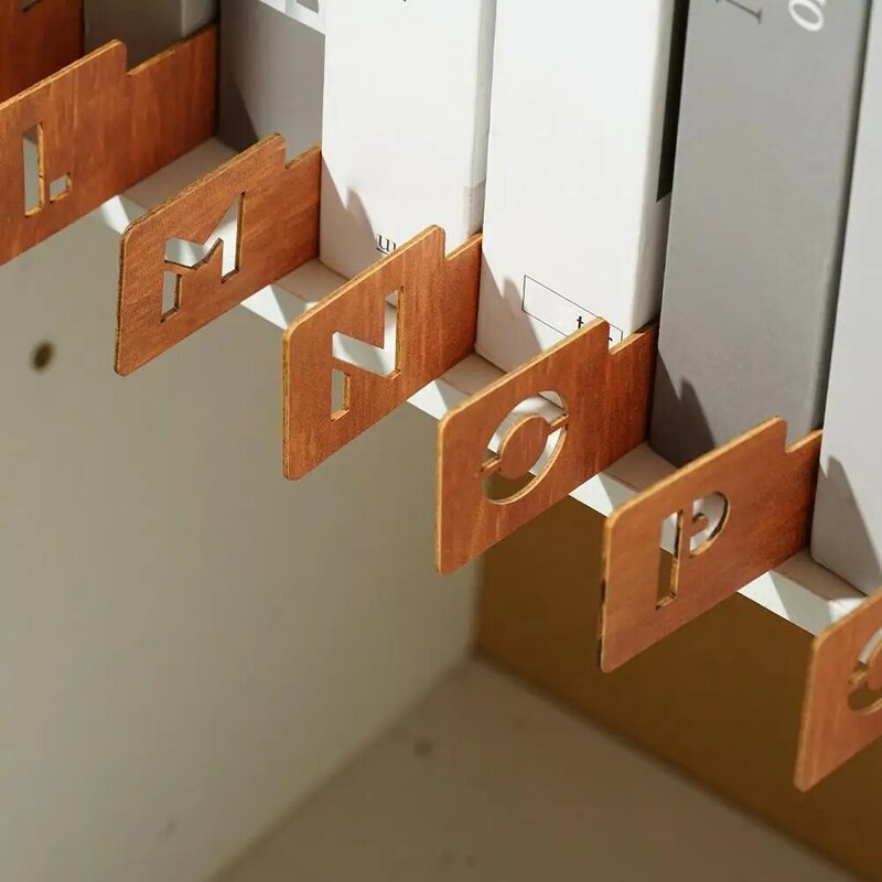 فتحة بطاقة خشبية مقسم لسجلات الفينيل ، ملصق مجموعة LP واضح ، بسيط لتخزين CD وlp ، أبجديا ، 26