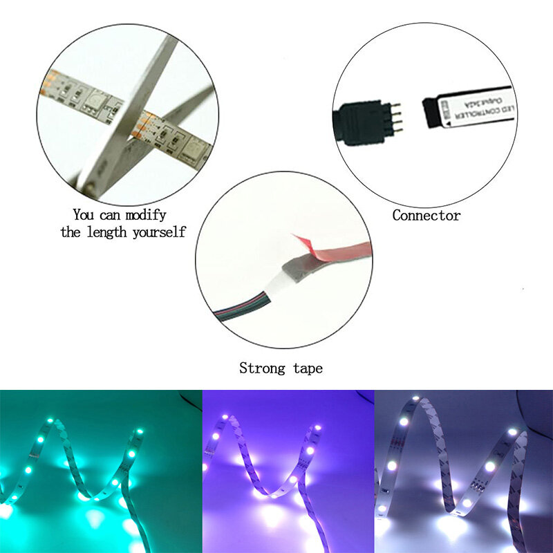 شريط LED مع تطبيق بلوتوث للزينة ، أضواء مع جهاز تحكم عن بعد ، USB ، RGB ، تحولت إلى تدفئة ، غرفة نوم ، تلفزيون ، حائط ، غرفة معيشة ، حفلة