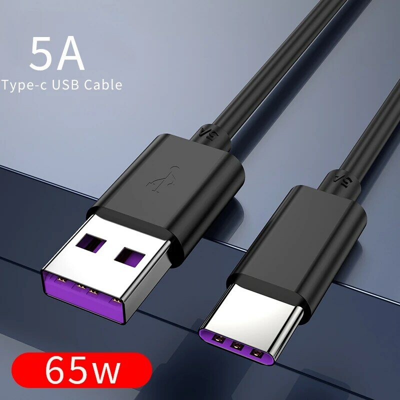 65 واط 5A شحن سريع كابل USB إلى نوع C لهواوي شاومي ممن لهم سامسونج أندرويد ملحقات الهاتف المحمول كابل نقل البيانات
