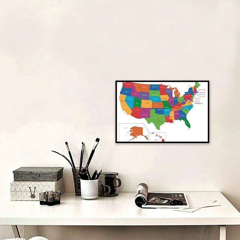 59*42 سنتيمتر الولايات المتحدة خريطة باللغة الإنجليزية الجدار ملصق فني Prints غير المنسوجة قماش اللوحة غرفة ديكور المنزل اللوازم المكتبية